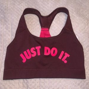burgundy and pink sports bra